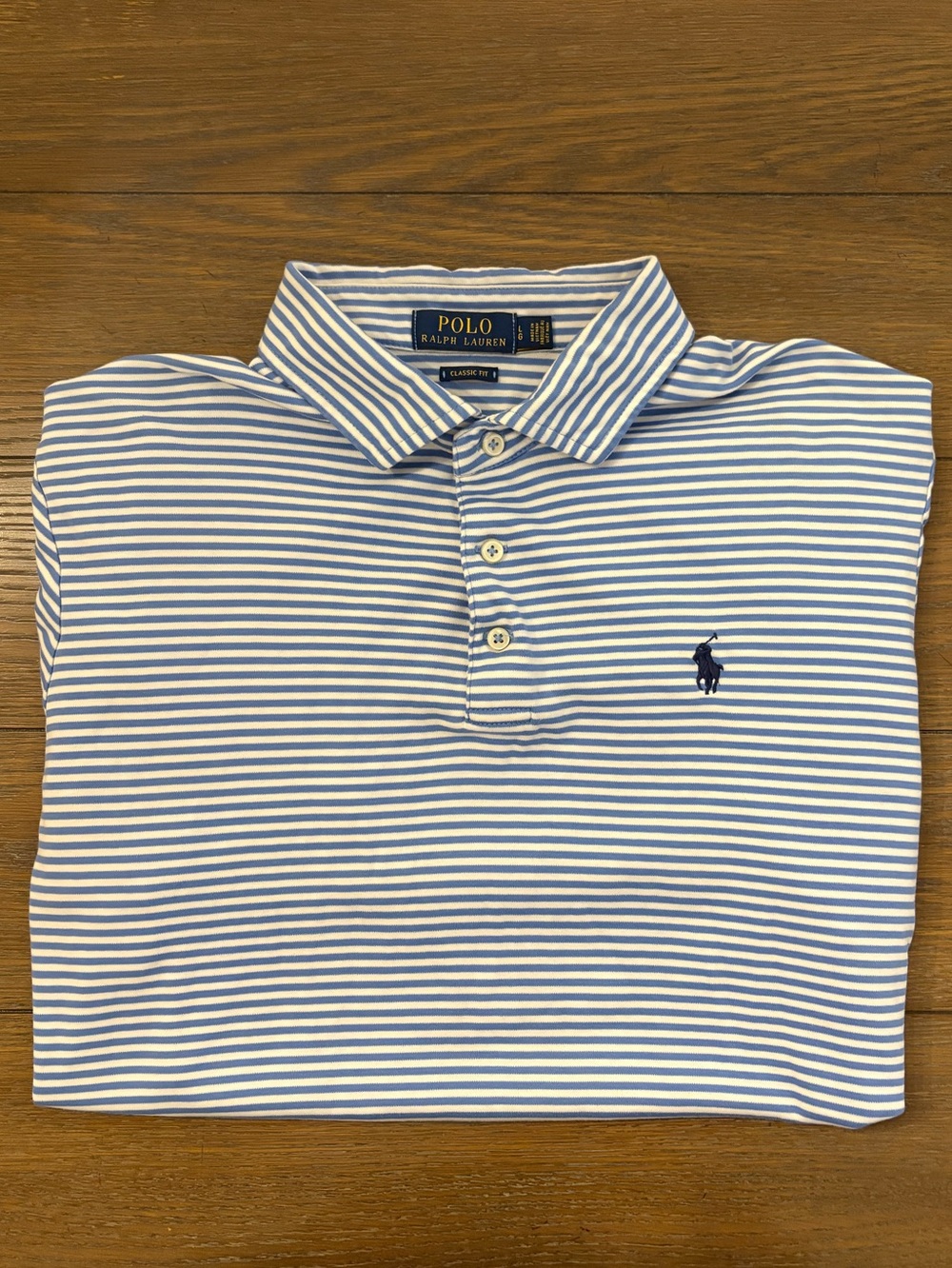 Ralph Lauren Men’s Light Blue & White Striped Polo Size L